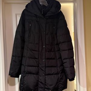 1 Madison Luxe Outerwear Long Down Jacket Black Sz L Warm & Cozy Great Condition